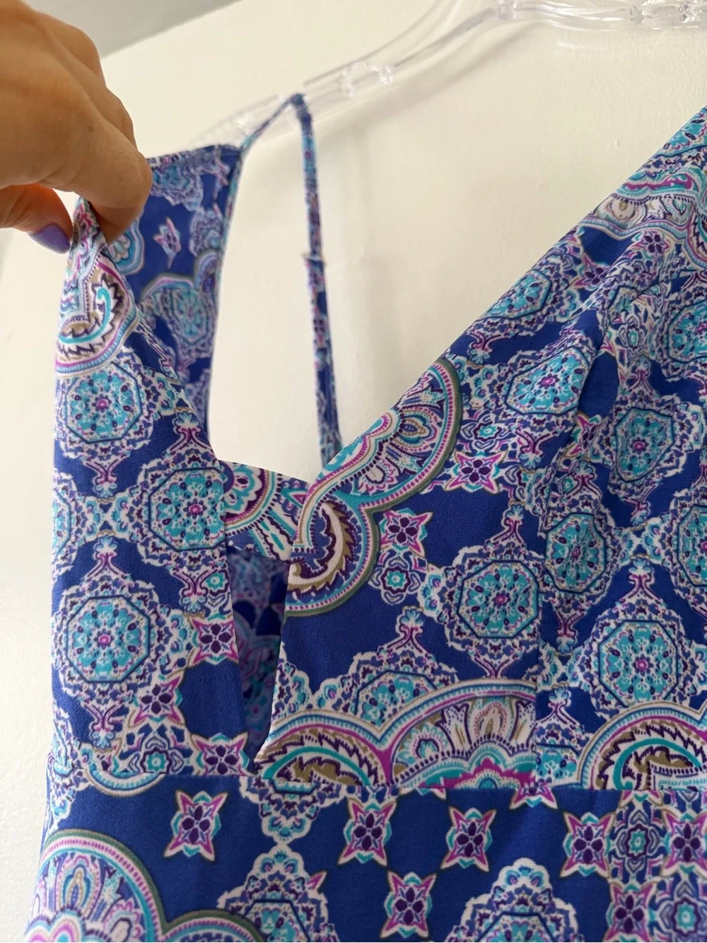 Lucy Love Slay Dress Small Blue Purple Paisley Mandala Medallion Mini NWT